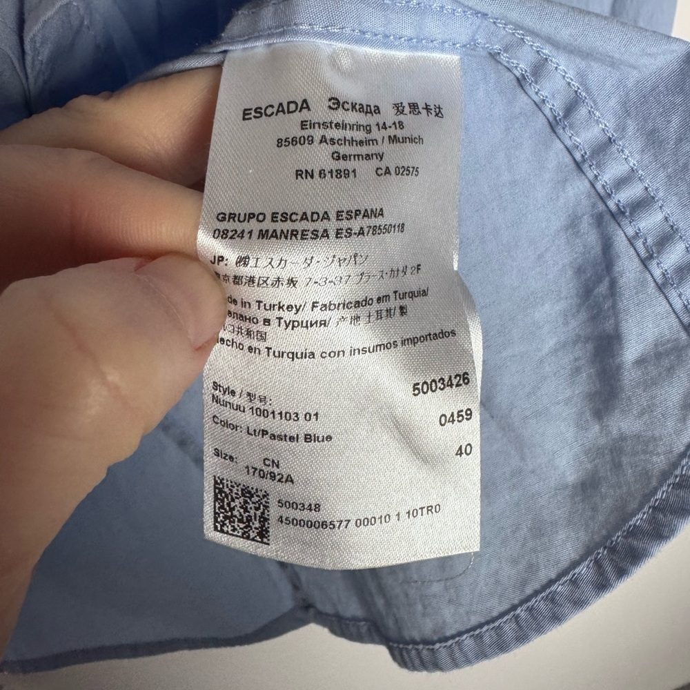 Escada Blue Blouse Button Down - image 4